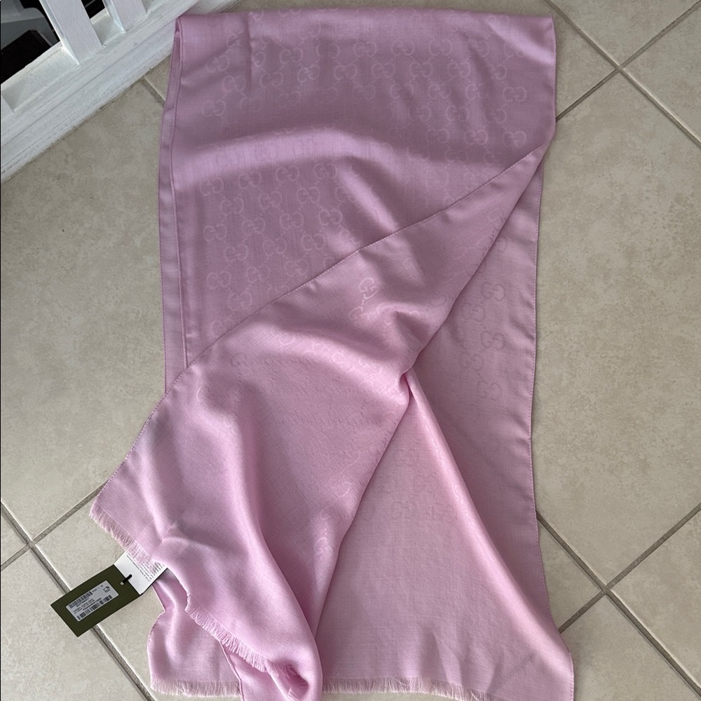 Gucci Light Pink Logo Scarf
